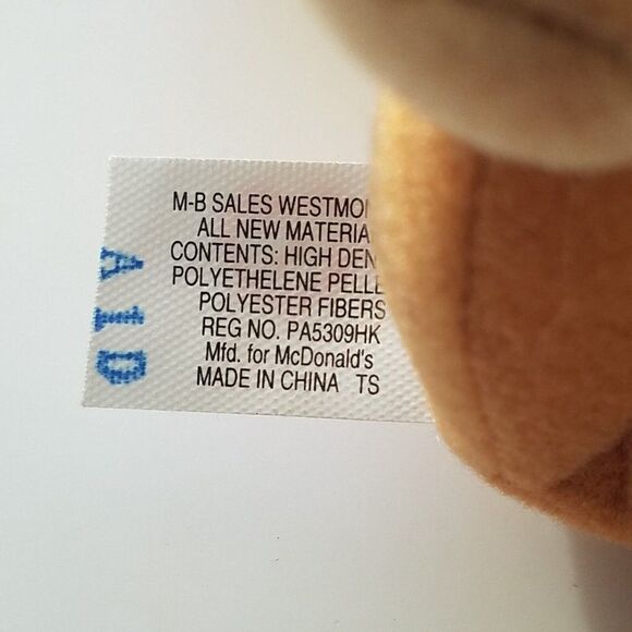 Ty Teenie Beanie Babies Bongo The Monkey 1993 McDonalds Happy Meal Toy - Picture 9 of 9